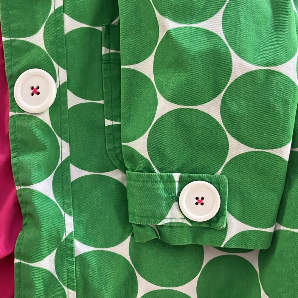 Mini Boden Green Polka Dot Raincoat with Pink Lining - Picture 3 of 5